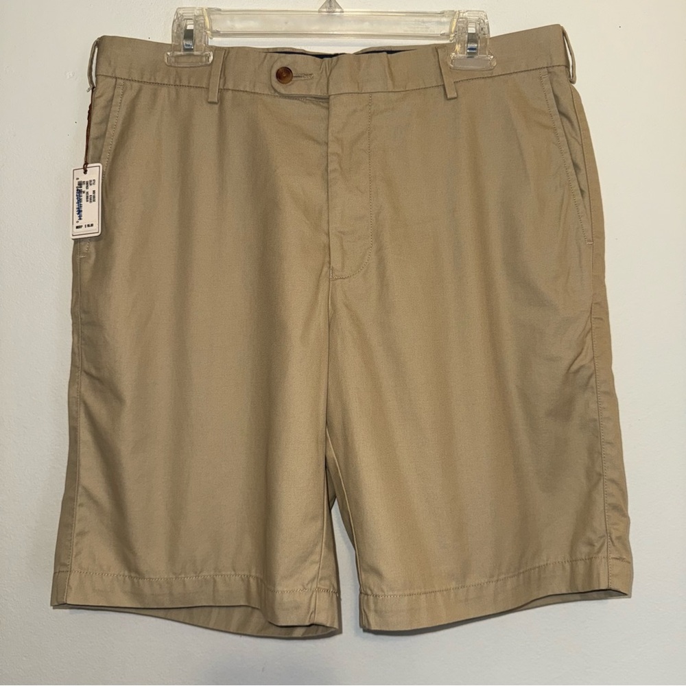 Peter Millar Flat Front Shorts Size 34 Khaki NEW Orig $95.00